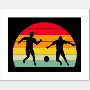 Retro Soccer Sunset Football Player Posters and Art